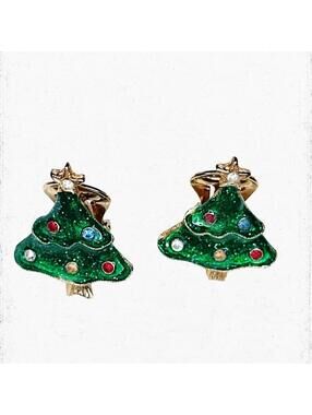 5982gc. Goldtone Christmas Tree Clip ONs